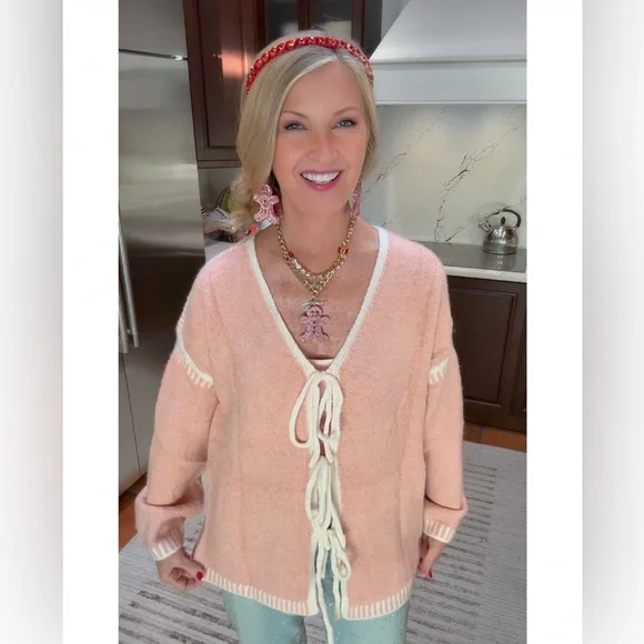 NWT PINK TIE CARDIGAN-S - Picture 1 of 13